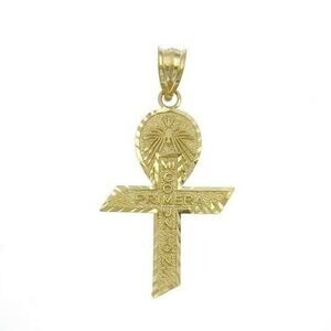 10k Gold Primera Comunion Cross Pendant Charm 1.3"